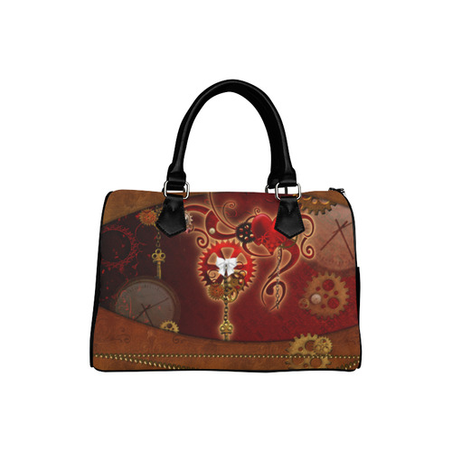 steampunk, hearts, clocks and gears Boston Handbag (Model 1621)