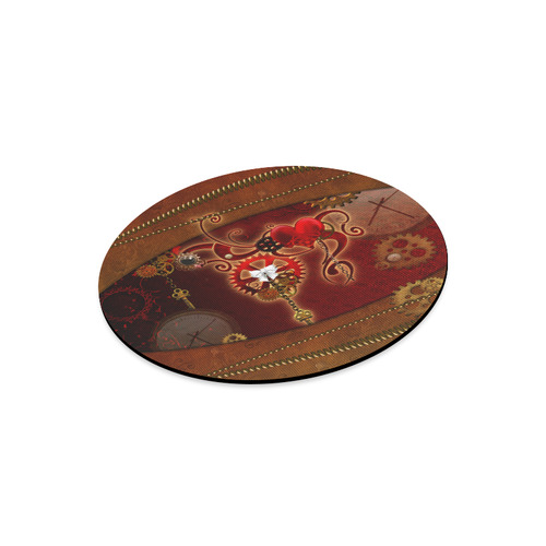 steampunk, hearts, clocks and gears Round Mousepad