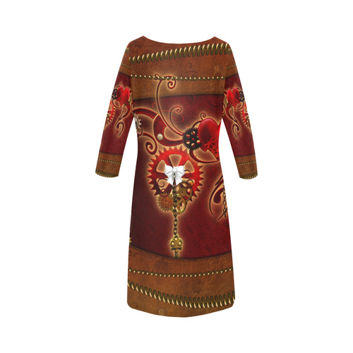 steampunk, hearts, clocks and gears Round Collar Dress (D22)