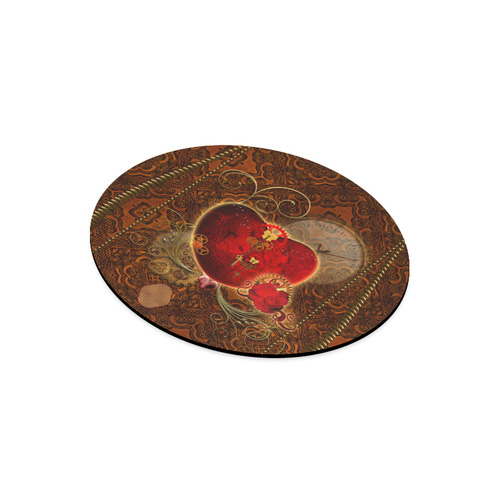 Steampunk, valentines heart with gears Round Mousepad