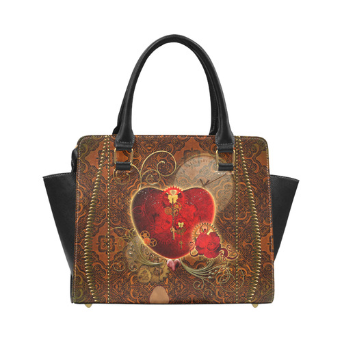 Steampunk, valentines heart with gears Classic Shoulder Handbag (Model 1653)