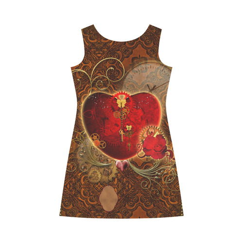 Steampunk, valentines heart with gears Bateau A-Line Skirt (D21)