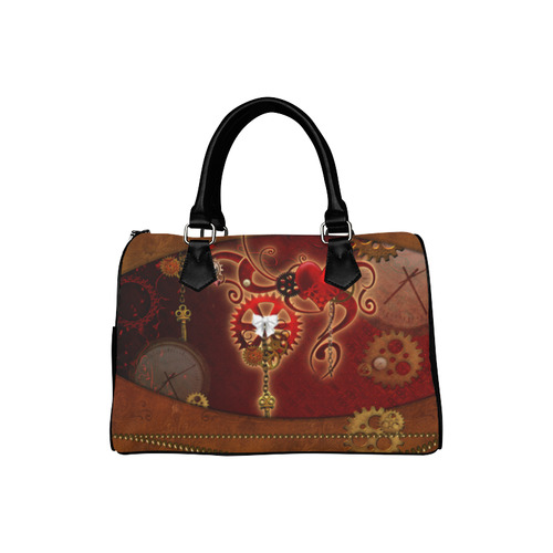 steampunk, hearts, clocks and gears Boston Handbag (Model 1621)