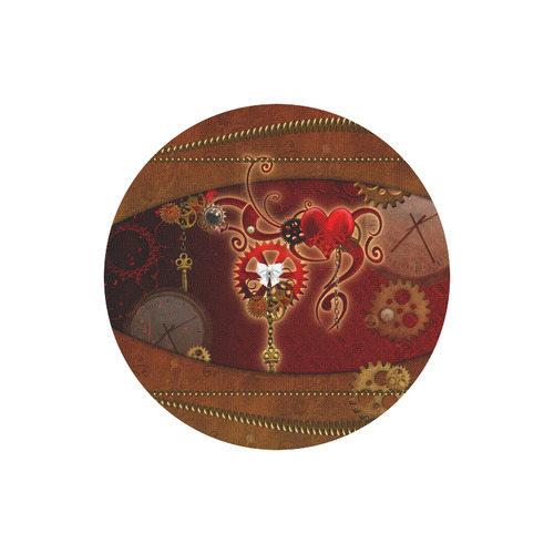 steampunk, hearts, clocks and gears Round Mousepad