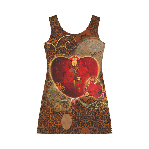 Steampunk, valentines heart with gears Bateau A-Line Skirt (D21)