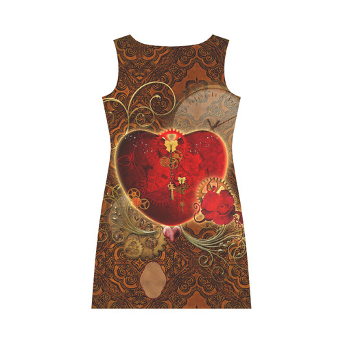 Steampunk, valentines heart with gears Round Collar Dress (D22)