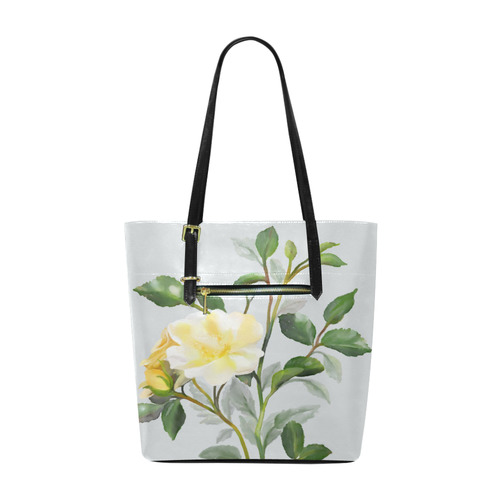 Yellow Rose on light blue floral watercolor Euramerican Tote Bag/Small (Model 1655)