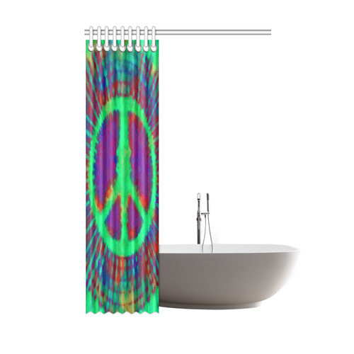 Psychedelic Tie Dye Green Peace Sign Shower Curtain 48"x72"