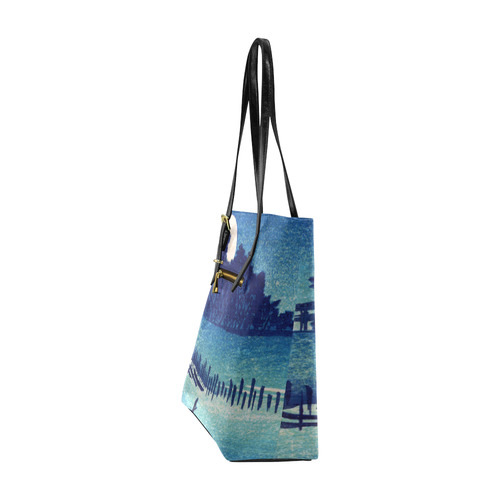 Hiroshige Moonlight Night Japanese Fine Art Euramerican Tote Bag/Small (Model 1655)