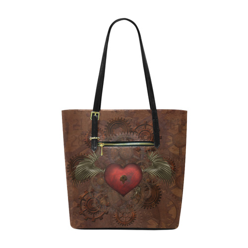 Awesome Steampunk Heart With Wings Euramerican Tote Bag/Small (Model 1655)