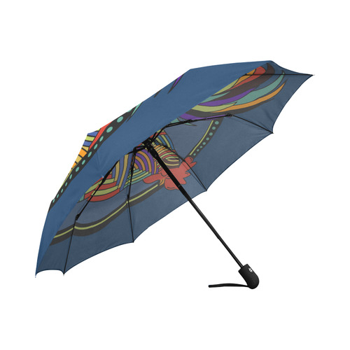 Geometric Art Colorful Rooster Button Auto-Foldable Umbrella (Model U04)