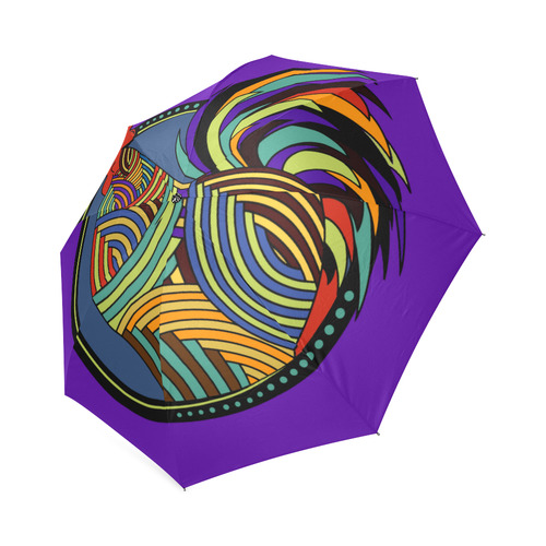 Geometric Art Colorful Rooster Button Foldable Umbrella (Model U01)