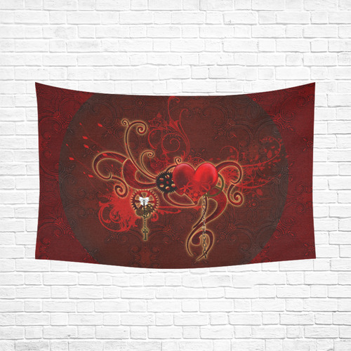 Wonderful steampunk design with heart Cotton Linen Wall Tapestry 90"x 60"