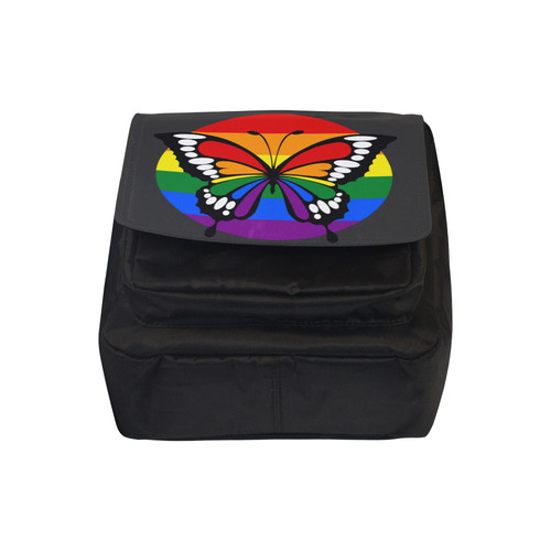 Dot Rainbow Flag Stripes Butterfly Silhouette Crossbody Nylon Bags (Model 1633)