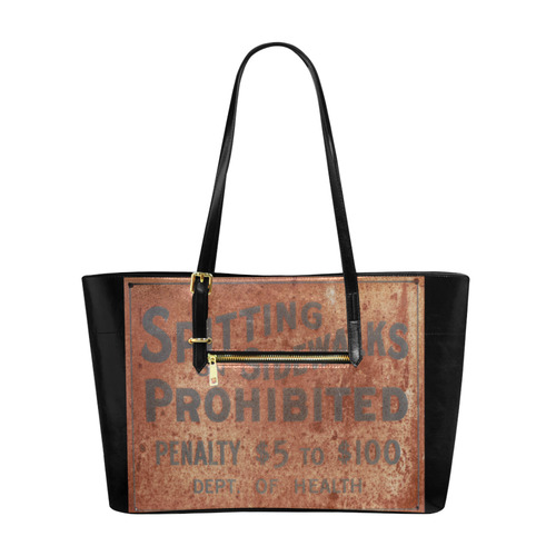 Spitting prohibited, penalty, photo Euramerican Tote Bag/Large (Model 1656)