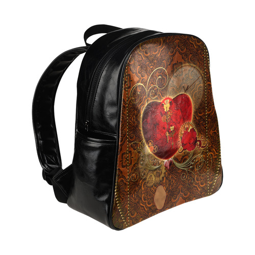 Steampunk, valentines heart with gears Multi-Pockets Backpack (Model 1636)