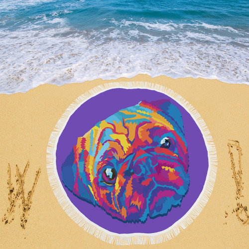 pop art pug Circular Beach Shawl 59"x 59"