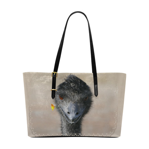 Happy Emu with Flower, photo Euramerican Tote Bag/Large (Model 1656)