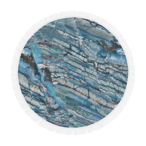 Italian Marble,Taekwood Blu, blue Circular Beach Shawl 59"x 59"