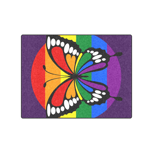 Dot Rainbow Flag Stripes Butterfly Silhouette Blanket 50"x60"