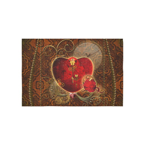 Steampunk, valentines heart with gears Cotton Linen Wall Tapestry 60"x 40"