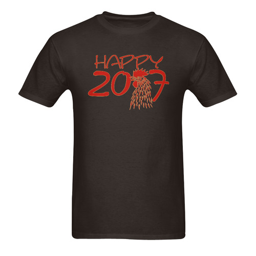 Happy 2017 Rooster Red Gold Sunny Men's T- shirt (Model T06)