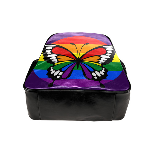 Dot Rainbow Flag Stripes Butterfly Silhouette Multi-Pockets Backpack (Model 1636)