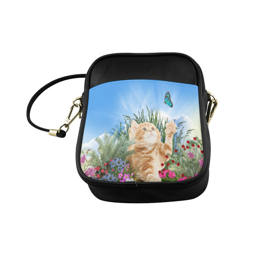 Butterfly playing with kitty Sling Bag (Model 1627)