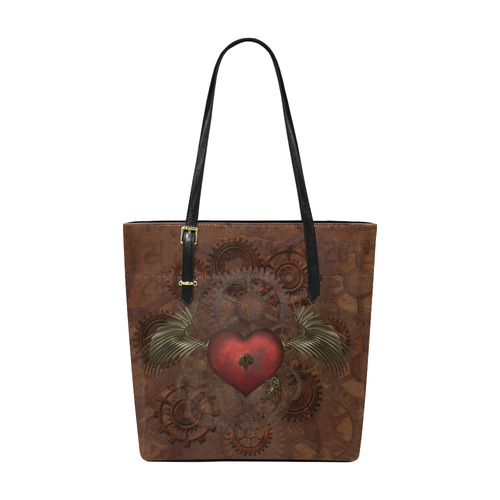 Awesome Steampunk Heart With Wings Euramerican Tote Bag/Small (Model 1655)