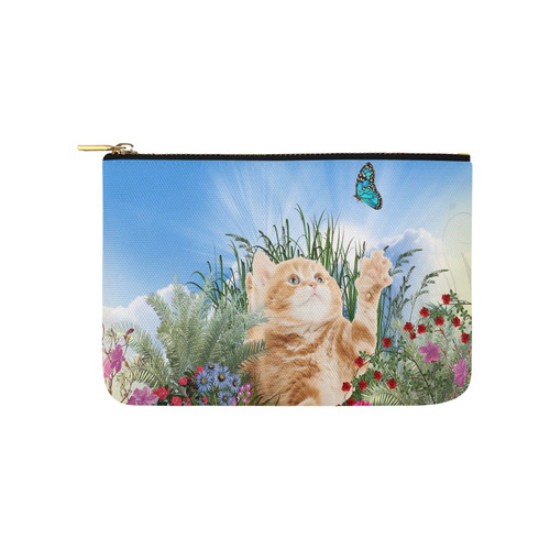 Butterfly playing with kitten Carry-All Pouch 9.5''x6''