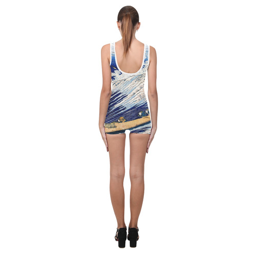 Hokusai Ocean Waves Japanese Fine Ukiyo-e Classic One Piece Swimwear (Model S03)