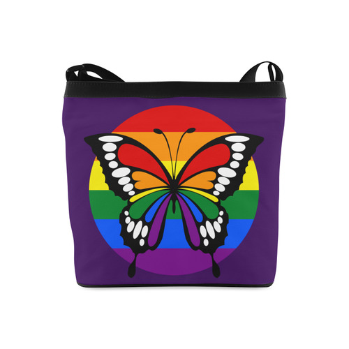 Dot Rainbow Flag Stripes Butterfly Silhouette Crossbody Bags (Model 1613)