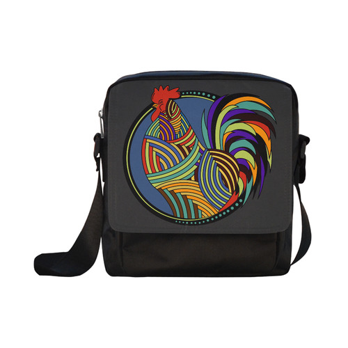 Geometric Art Colorful Rooster Button Crossbody Nylon Bags (Model 1633)