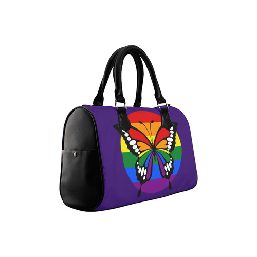 Dot Rainbow Flag Stripes Butterfly Silhouette Boston Handbag (Model 1621)