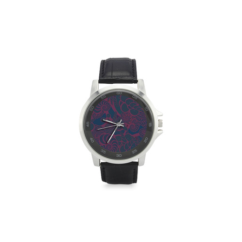 Rainforest at Night Unisex Stainless Steel Leather Strap Watch(Model 202)