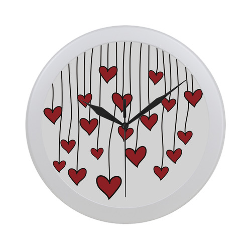 Waving Love Heart Garland Curtain Circular Plastic Wall clock