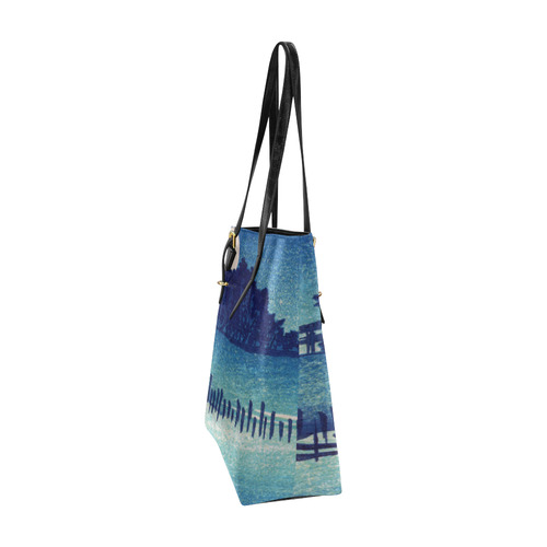 Hiroshige Moonlight Night Japanese Fine Art Euramerican Tote Bag/Small (Model 1655)