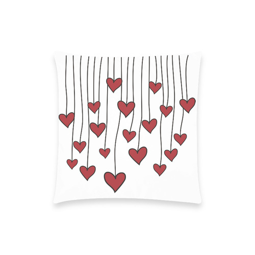 Waving Love Heart Garland Curtain Custom  Pillow Case 18"x18" (one side) No Zipper