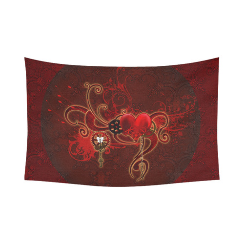 Wonderful steampunk design with heart Cotton Linen Wall Tapestry 90"x 60"