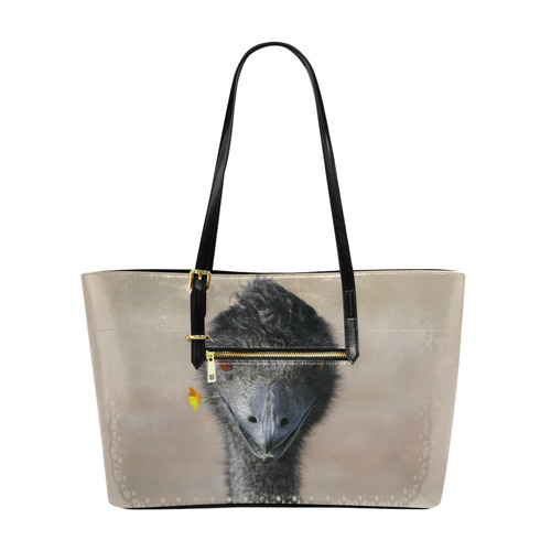 Happy Emu with Flower, photo Euramerican Tote Bag/Large (Model 1656)