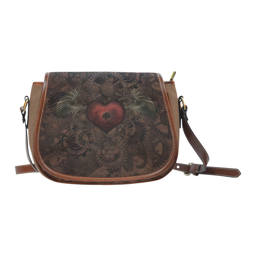 Awesome Steampunk Heart In Vintage Look Saddle Bag/Small (Model 1649) Full Customization
