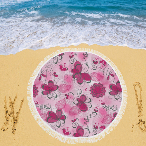 Pink Dreams Doodle Circular Beach Shawl 59"x 59"