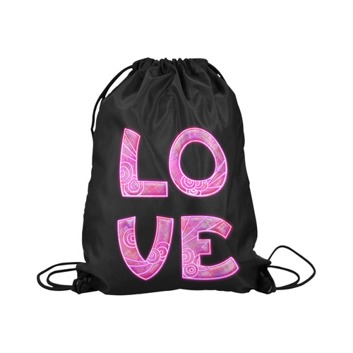 love in pink Large Drawstring Bag Model 1604 (Twin Sides)  16.5"(W) * 19.3"(H)