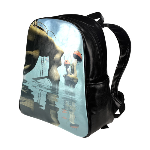 Fantasy seascape Multi-Pockets Backpack (Model 1636)