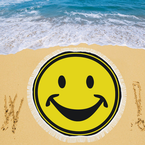 Funny yellow SMILEY for happy people Circular Beach Shawl 59"x 59"