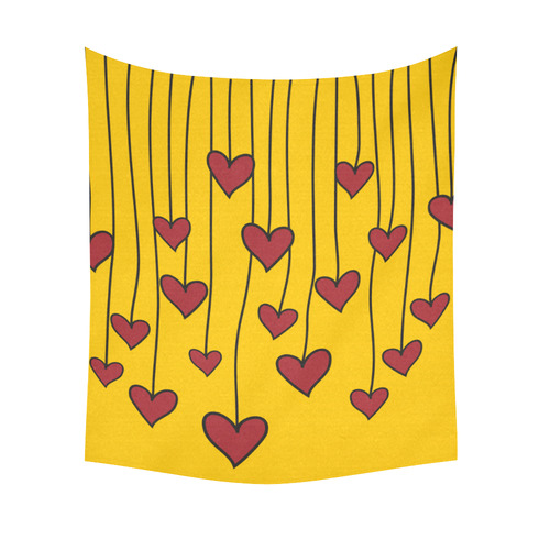 Waving Love Heart Garland Curtain Cotton Linen Wall Tapestry 51"x 60"