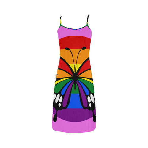 Dot Rainbow Flag Stripes Butterfly Silhouette Alcestis Slip Dress (Model D05)