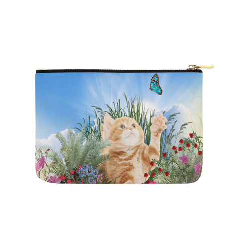 Butterfly playing with kitten Carry-All Pouch 9.5''x6''