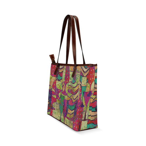 Colorful Abstract Bottles and Wine Glasses Shoulder Tote Bag (Model 1646)