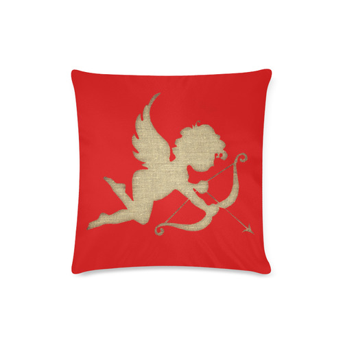 Gold Cupid Red Custom Zippered Pillow Case 16"x16"(Twin Sides)